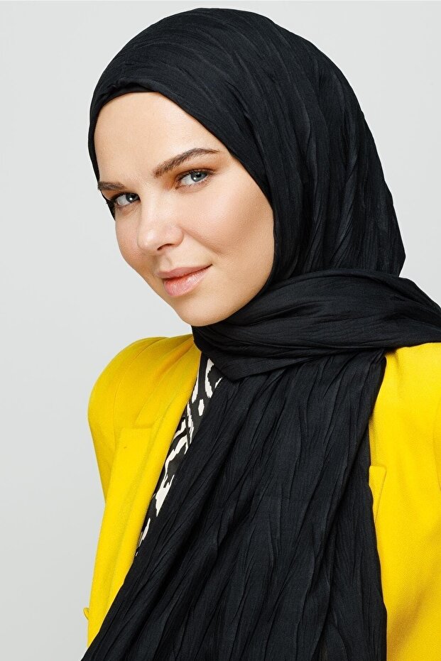 Siyah Piliseli Bambu Şal - 6