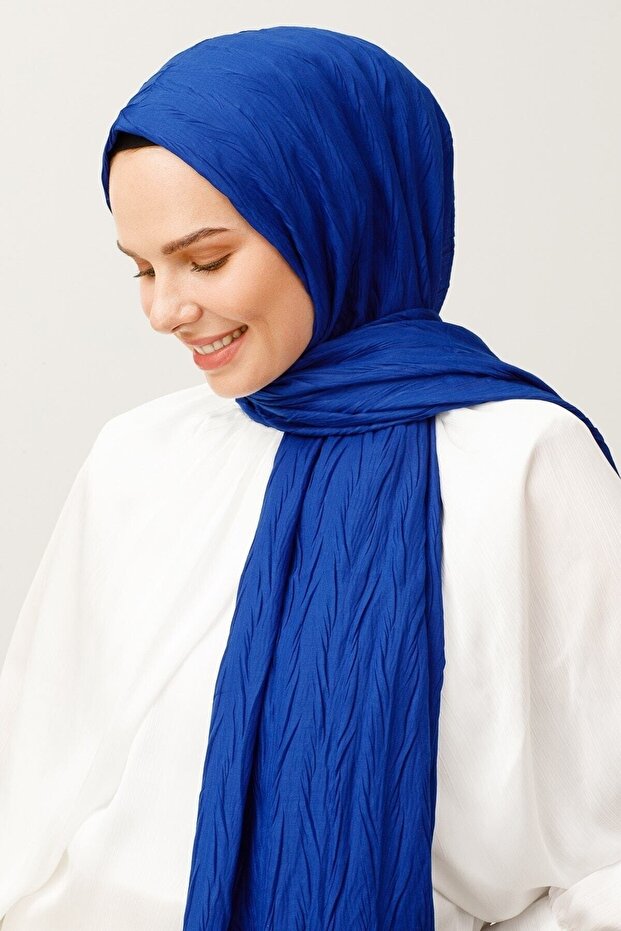 Saks Mavi Piliseli Bambu Şal - 2