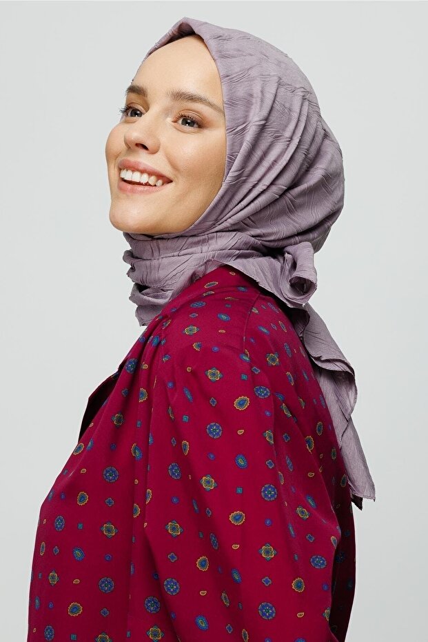 Lavanta Grisi Piliseli Bambu Eşarp - 6