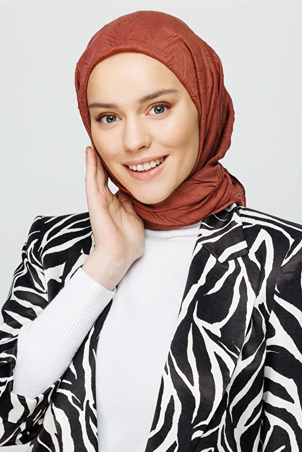 Soğan Kabuğu Piliseli Bambu Eşarp - 5