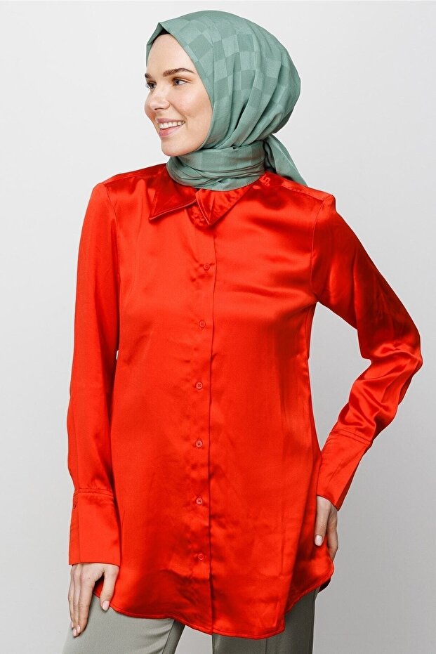 Model verde șamic șal jacquard mătăsos - 4