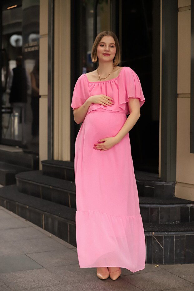 Rochie lungă din șifon, hemilungă, de seară - 6