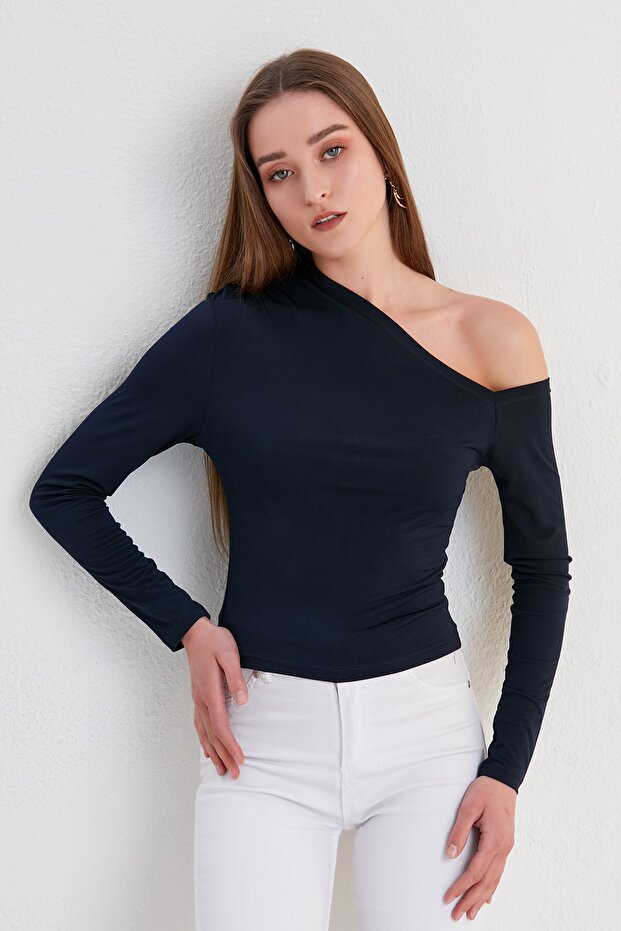 Kadın Açık Omuzlu Sandy Örme Bluz - 7