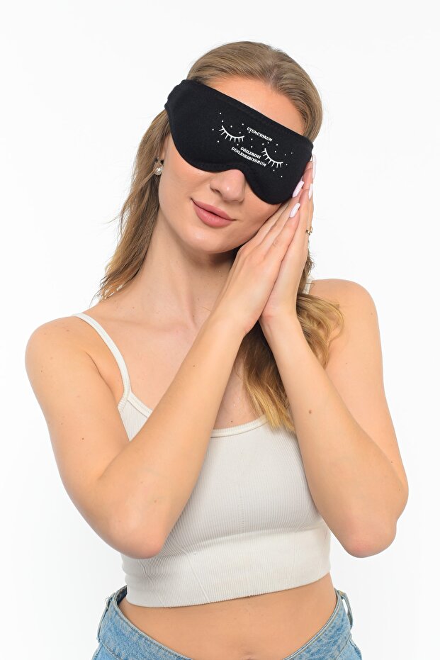 قناع النوم القطني الأسود القابل للغسل، لا أنام، أريح عيني