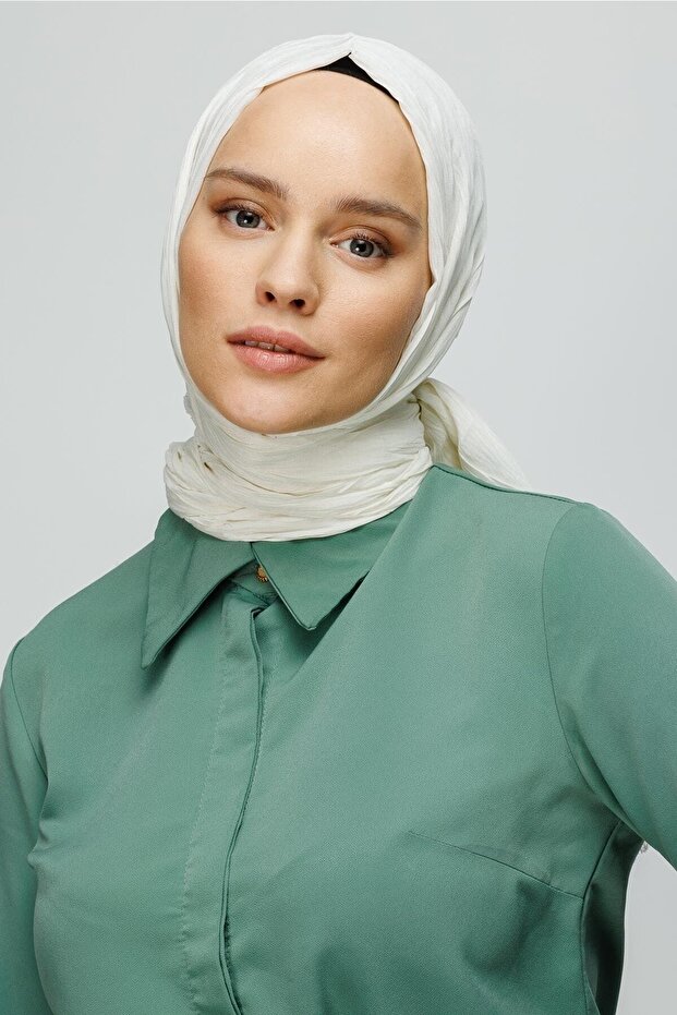 Ekru Piliseli Bambu Şal - 4