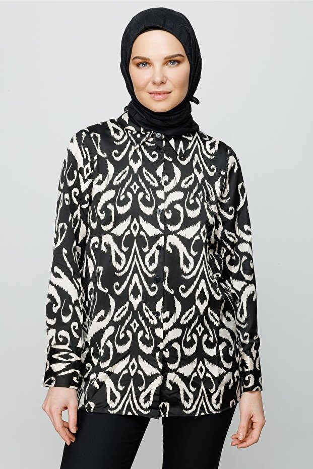 Siyah Piliseli Bambu Eşarp - 3