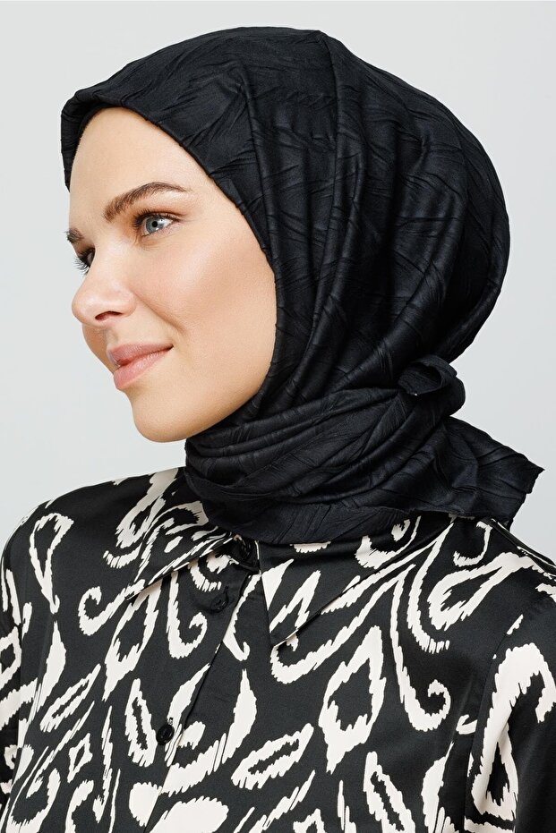 Siyah Piliseli Bambu Eşarp - 7