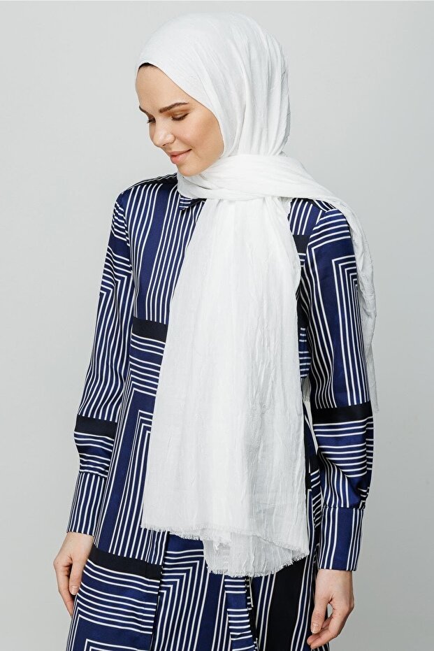 Şal de bambus alb - 3