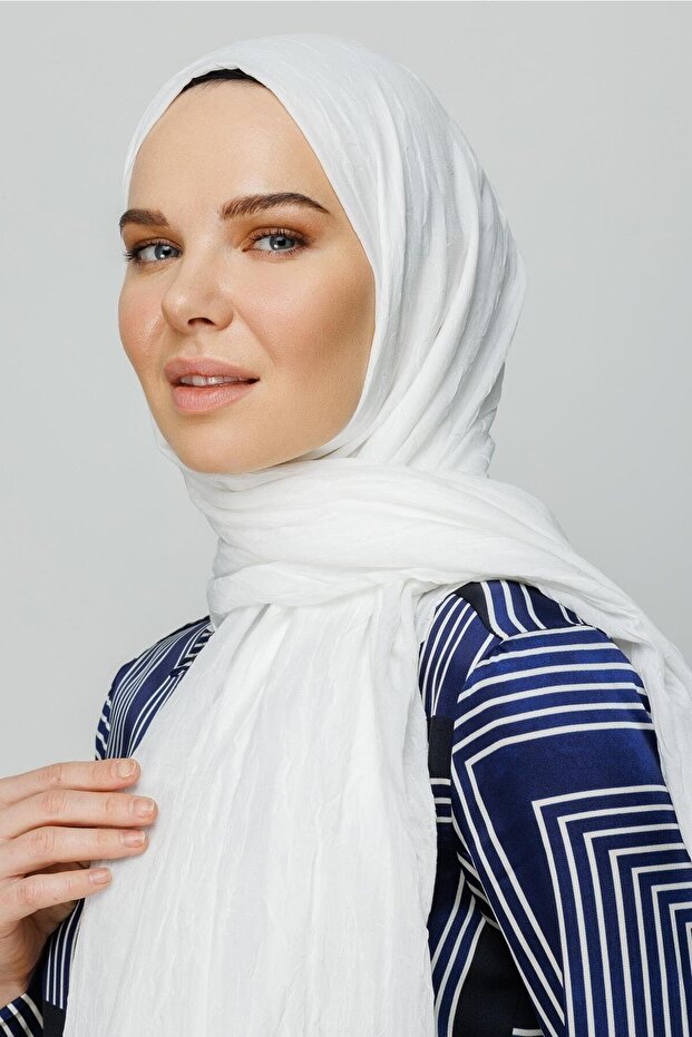 Şal de bambus alb - 5