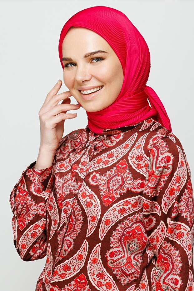 Eșarfă plisată fucsia - 1