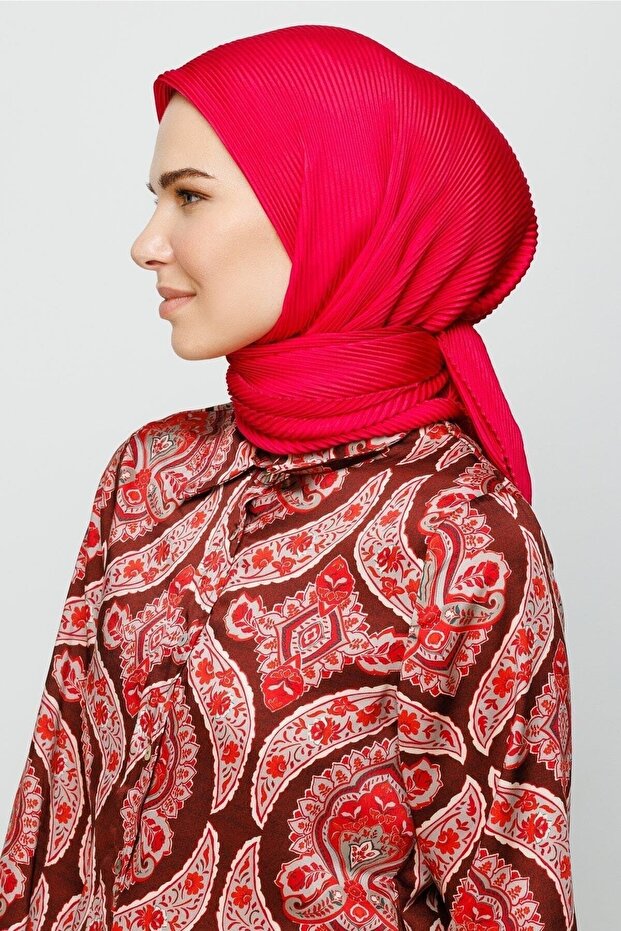 Eșarfă plisată fucsia - 2