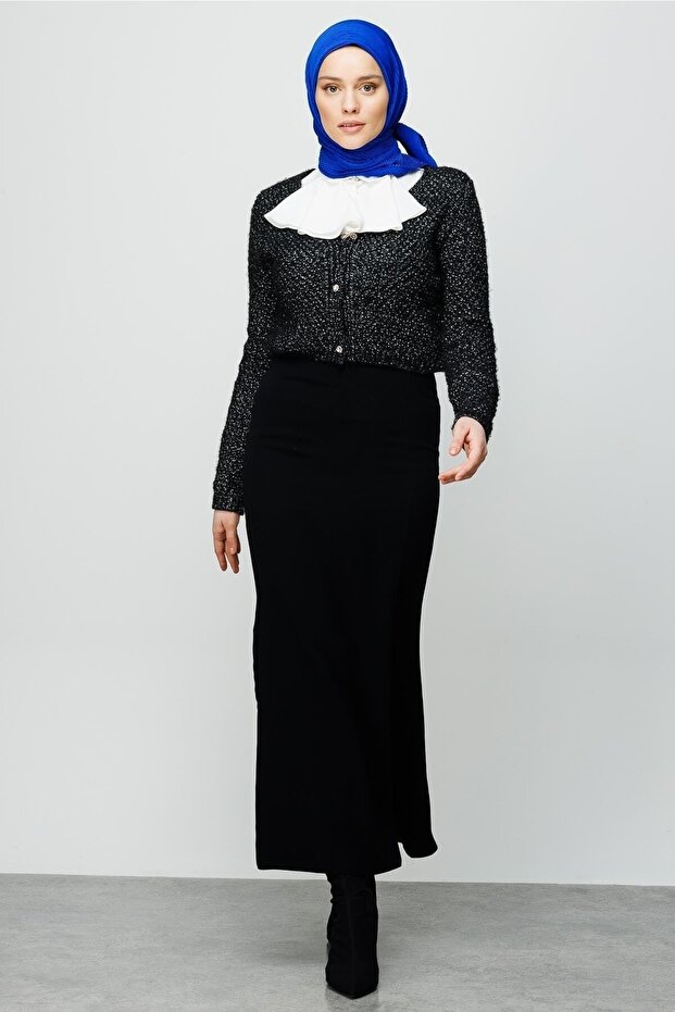 Eșarfă plisată albastră Saks - 5