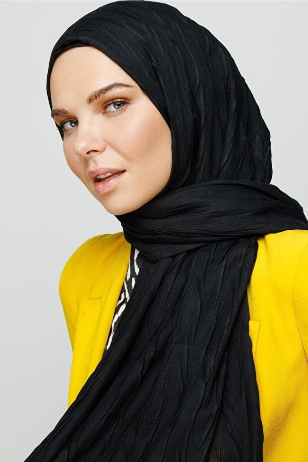 Siyah Piliseli Bambu Şal - 3