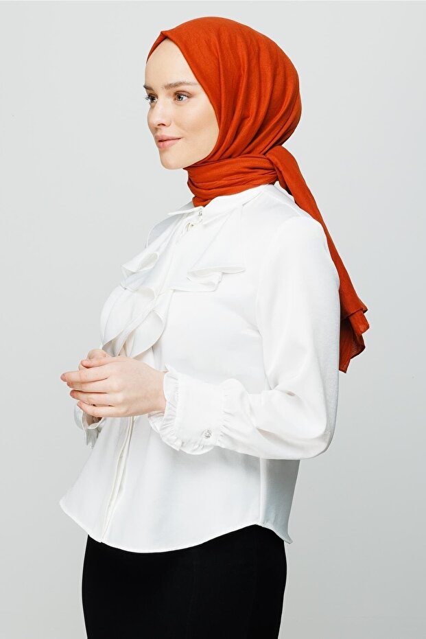 Eșarfă din bumbac țiglă - 4