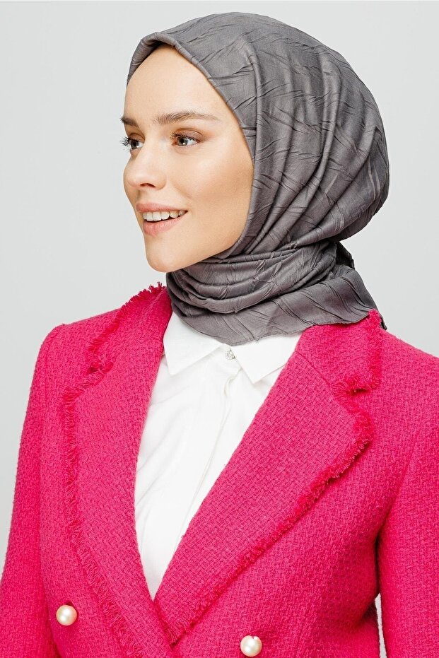 Gri Piliseli Bambu Eşarp - 4