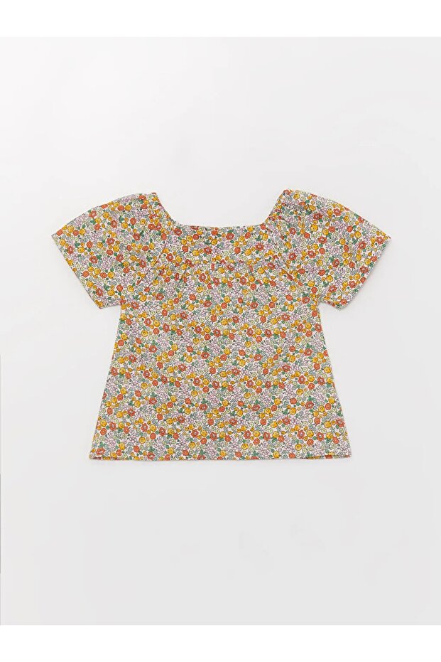 Lcw Baby Square Collar Patterned Baby Girl Blouse
