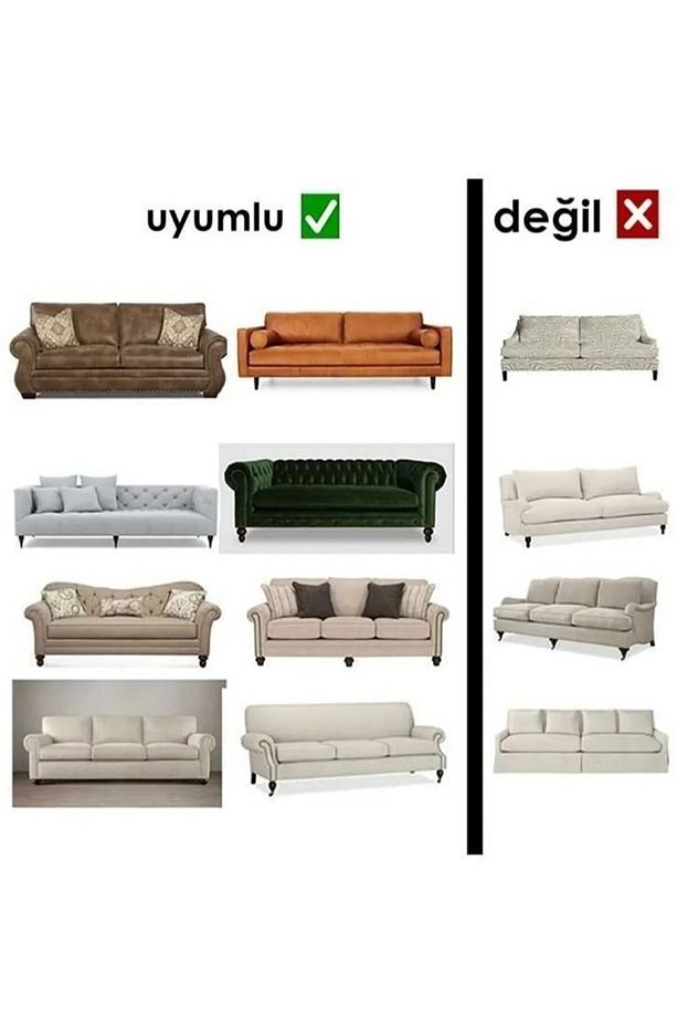 3+3+1+1 Likrali Kare Desen Esnek Yikanabilir Koltuk Örtüsü Takımı Koltuk Takımı - 3