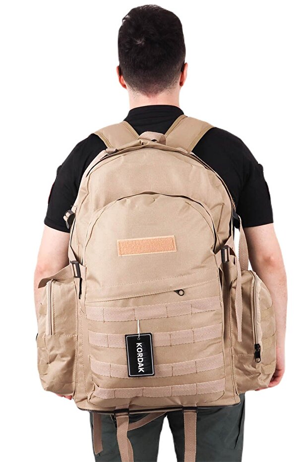 Outdoor Large Beige 75 Lt Camping Vacation Backpack - Mountaineer Bag