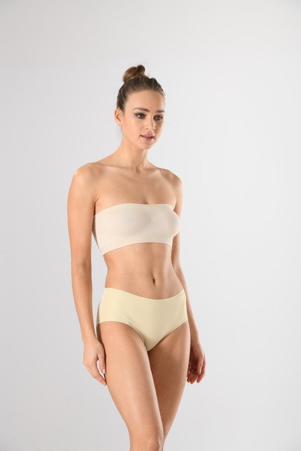 12596 Women's Skin Laser Cut Non-Marking Silicone Knitted Slip Panties