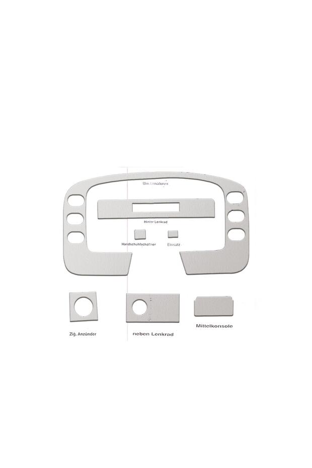Meriç ® Front Glove Box Trim Aluminum 7 Piece for Ford Transit 1995-1997