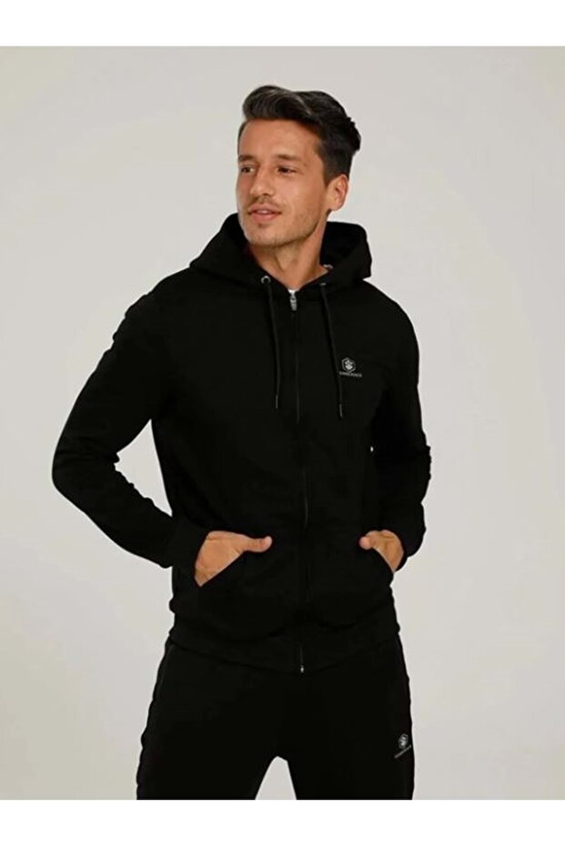 M-sn72 Basic Full Zip Hoo Zippered Men's Hooded Sweatshirt
