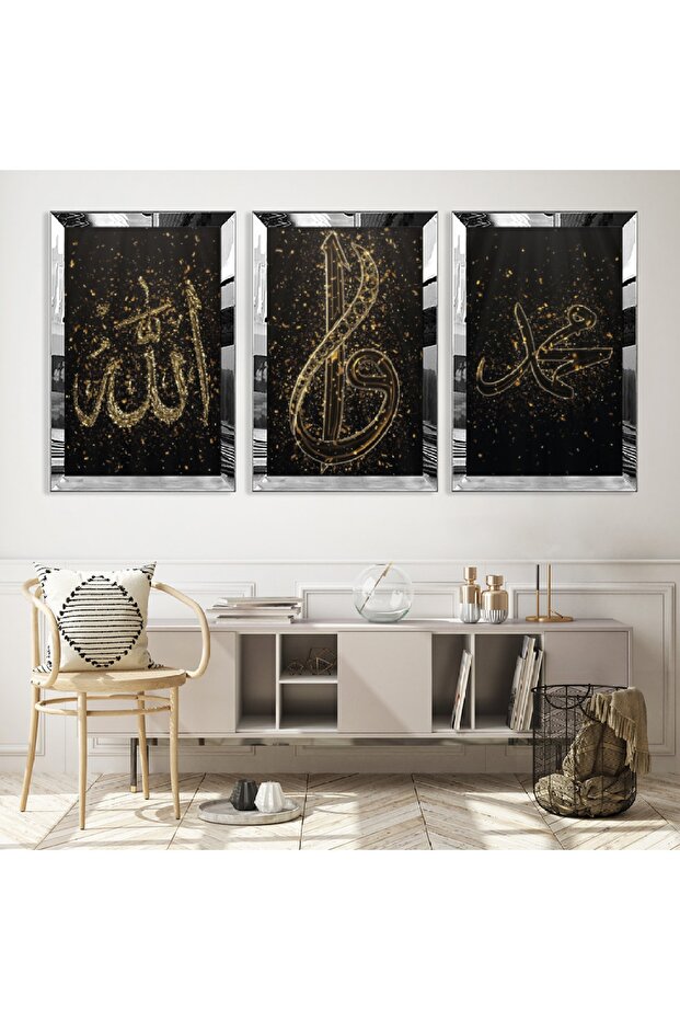 طقم طاولة فضية بإطار من البلكسي المرآة بإطار من مادة Mdf ثلاثي بإطار من مادة البلكسي