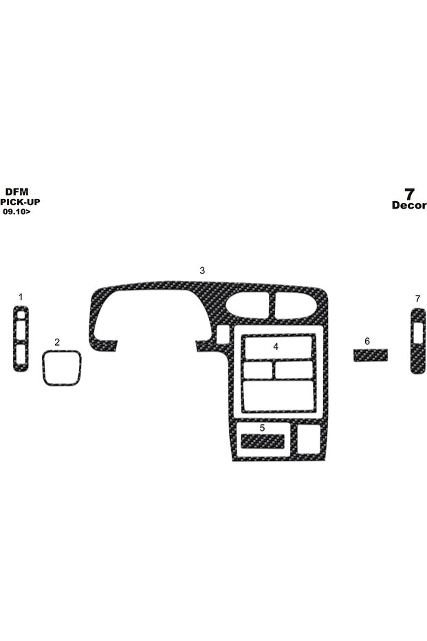 ميريتش ® Dfm Minibus Front Torpedo Coating أسود لامع 7 قطع 2010-›