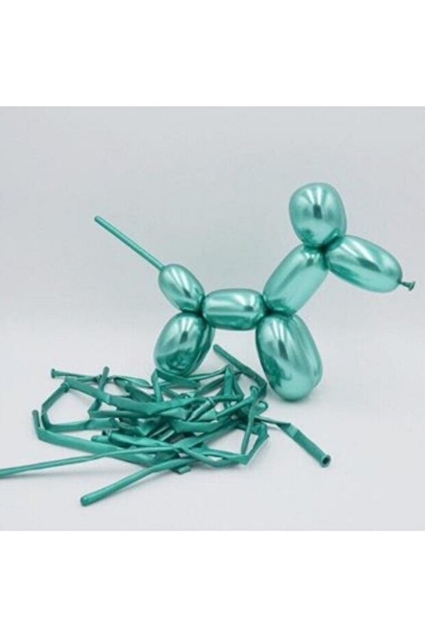 Chrome Green Color Sausage Balloon 12 Pieces