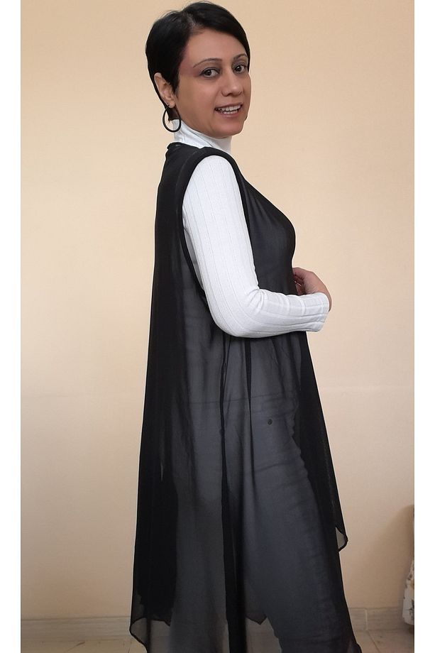 Siyah Salaş Tül Yelek - 6
