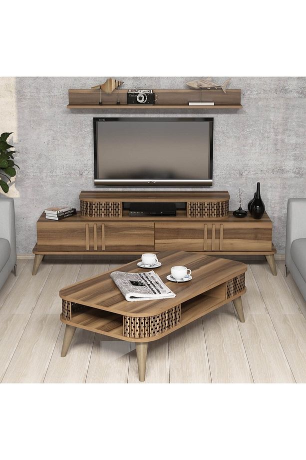 Eylül Tv Ünitesi Ve Orta Sehpa Takımı - Ceviz - 2
