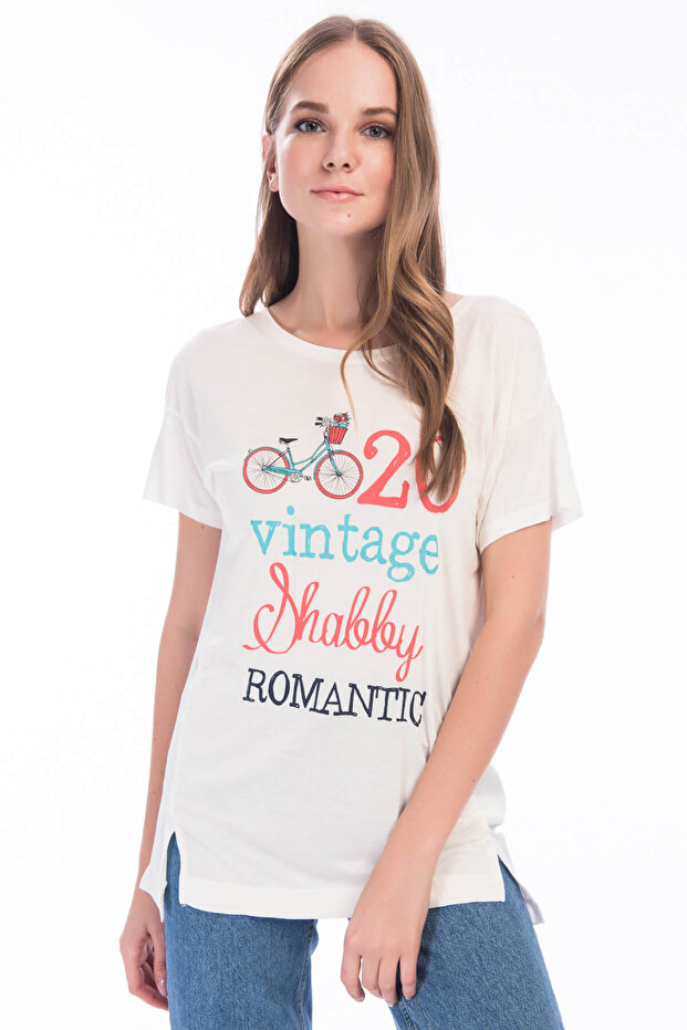 Women's Ecru T-Shirt 7KAL19423IK
