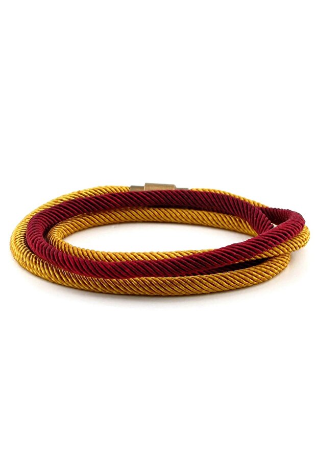 Men's Claret Red Yellow Double Sira Magnetic Clip Bracelet BT469