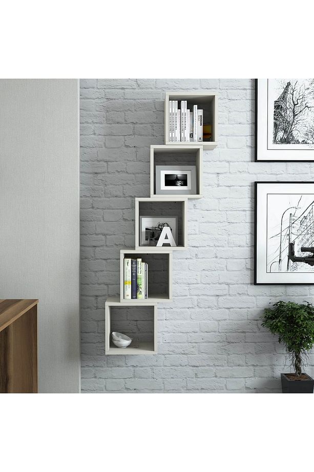 Box Duvar Rafı Kitaplık Krem - 3