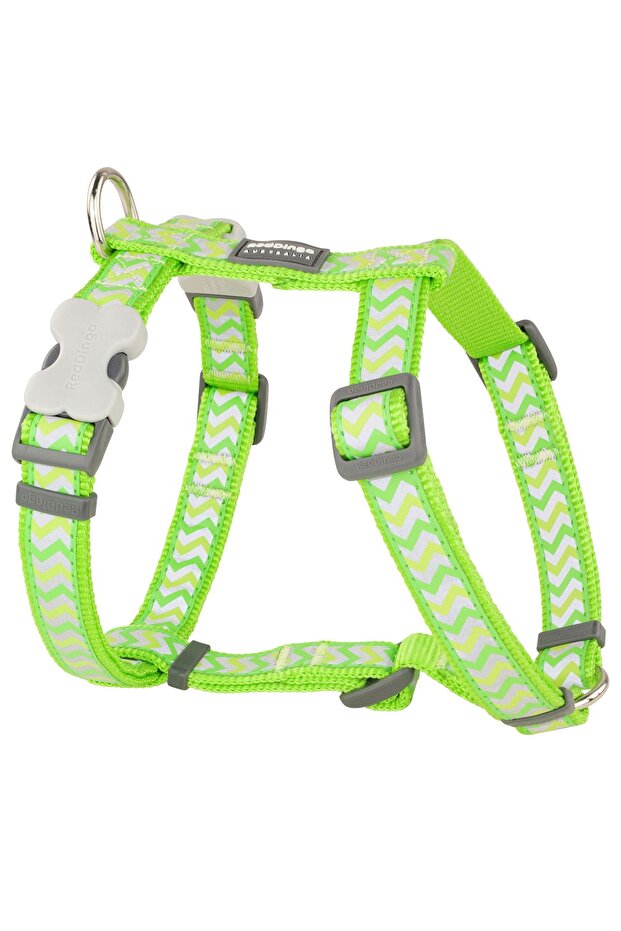 Fosforlu Ziggy Desenli Lime Köpek Göğüs Tasması 12 Mm - 1