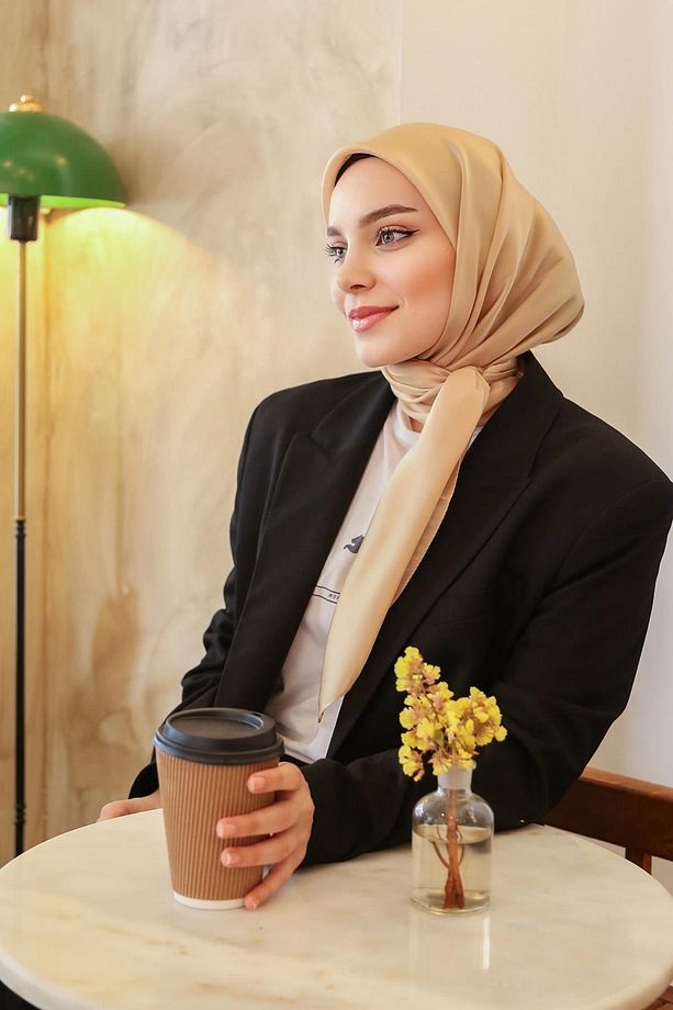 Miray Düz Renk Eşarp - Kristal-gold-3 - 5