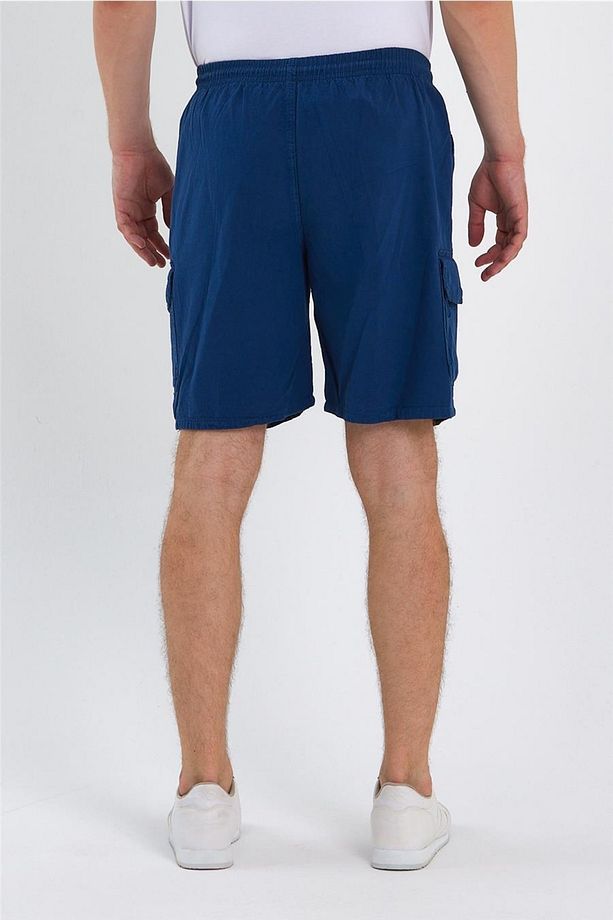 Erkek Indigo Kargo Cepli Regular Bağcıklı Keten Şort-crepesrt01r04s - 6