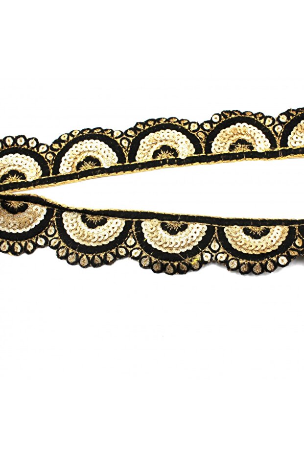 Indian Work Stripe Sequin Motif Black