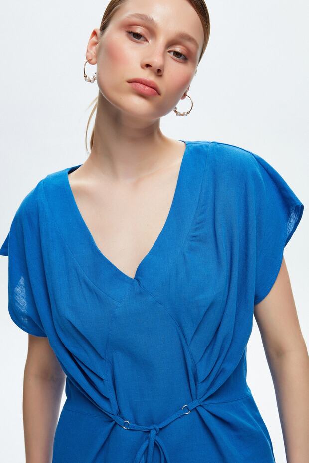 V Yaka Bağlamalı Bluz - 2