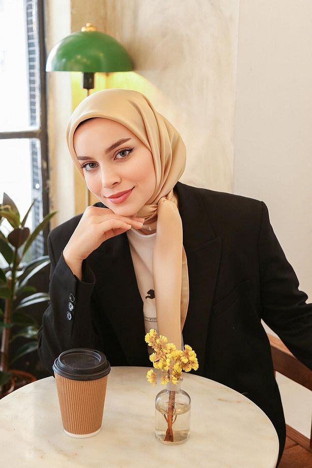 Miray Düz Renk Eşarp - Kristal-gold-3 - 1