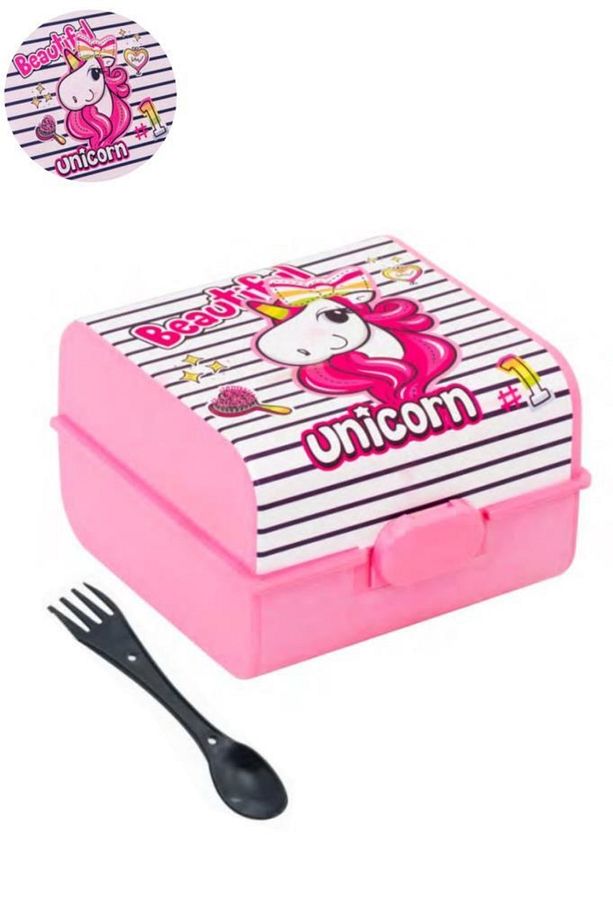 Unicorn Matara Ve Beslenme Kutusu, Desenli 3 Bölmeli Okul Beslenme Kabı Ve Suluğu 2’li Set - 4