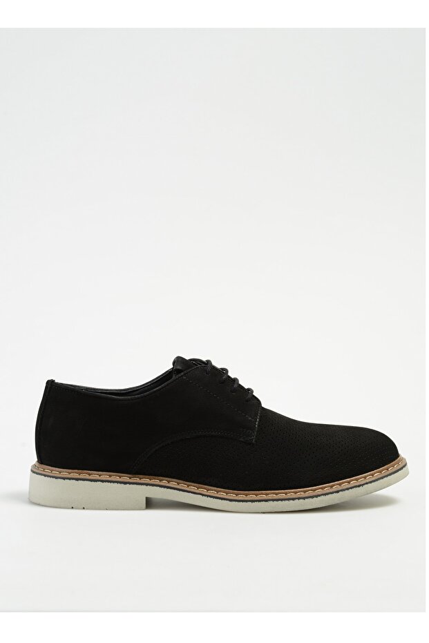 Black Men's Leather Casual Shoes Rıoja