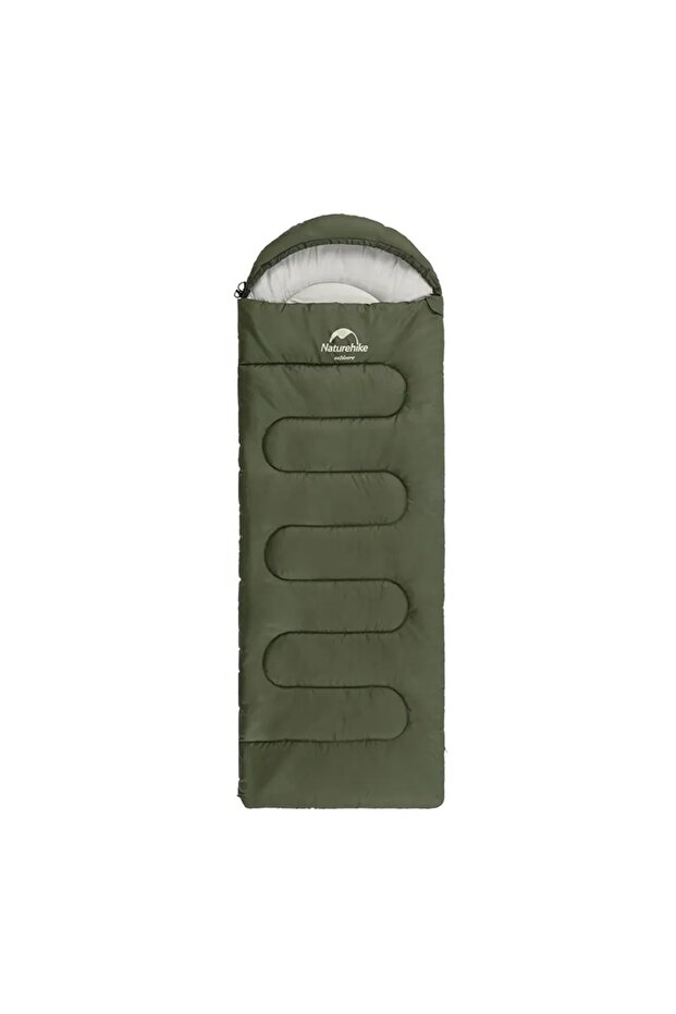 Y150l Envelope Style Hooded Cotton Sleeping Bag -6°c Green-right
