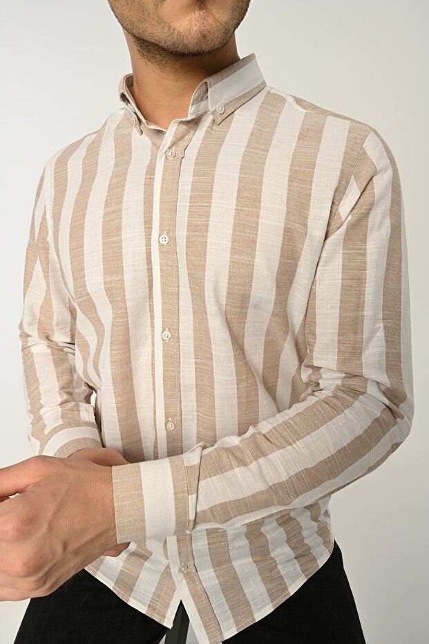 Striped Slim Fit Linen Shirt