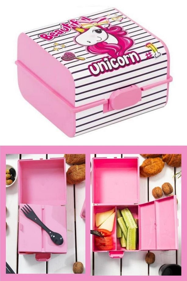 Unicorn Matara Ve Beslenme Kutusu, Desenli 3 Bölmeli Okul Beslenme Kabı Ve Suluğu 2’li Set - 2
