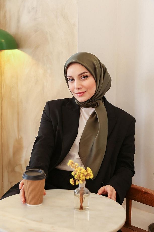 Miray Düz Renk Eşarp - Kristal-haki-2 - 2