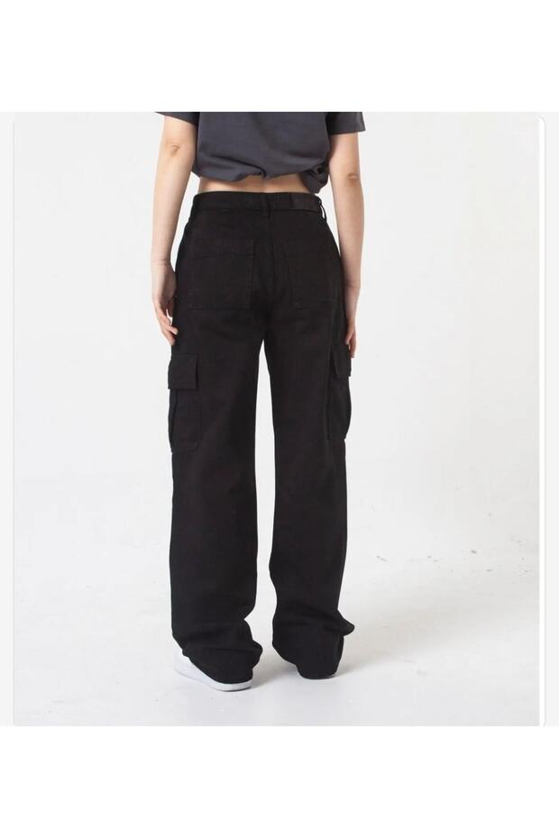 Mood Black Colorfast Cargo Pocket Wide Leg