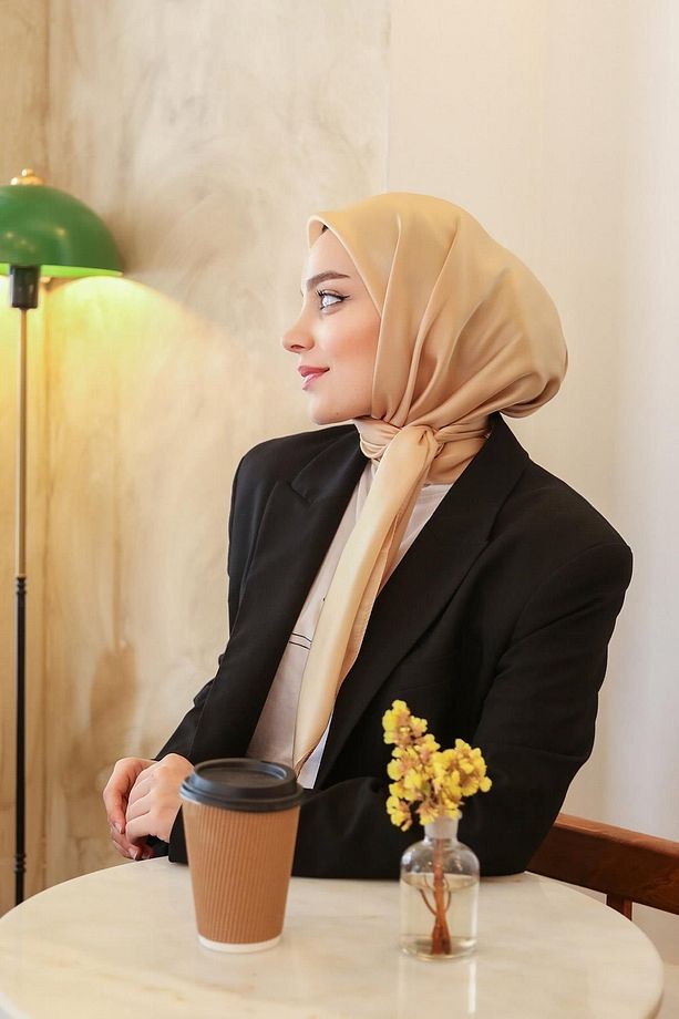 Miray Düz Renk Eşarp - Kristal-gold-3 - 4