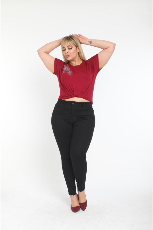 Black Colorfast Skinny Leg High Waist Flexible Trousers