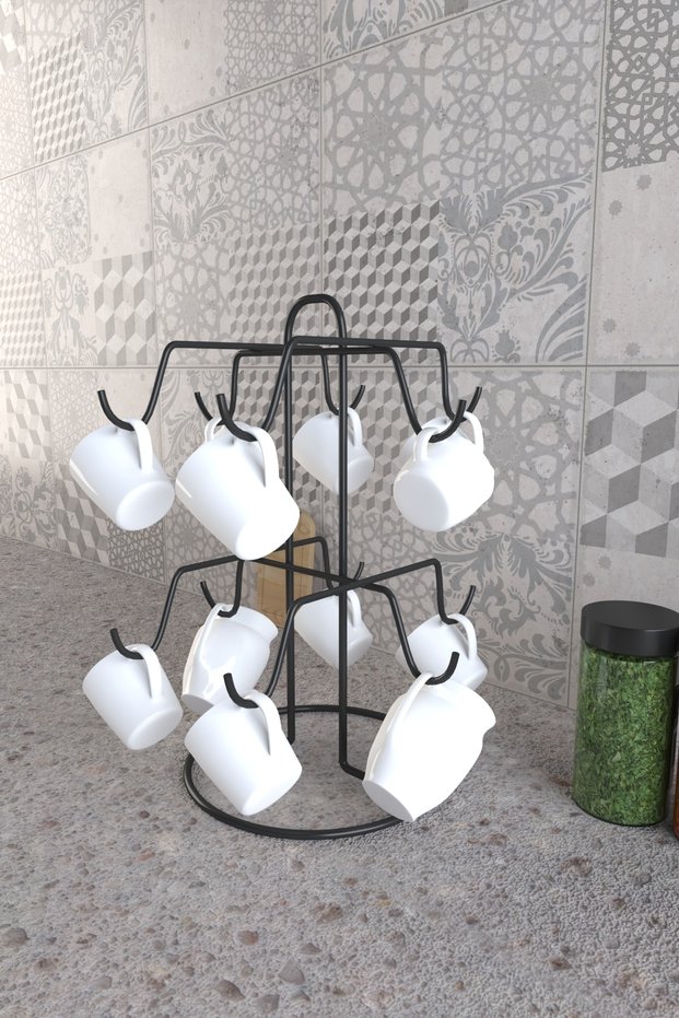 Matte Black Mug Cup Hanger with 12 Hooks | Cup Cup Hanger Hanger 12 Pcs