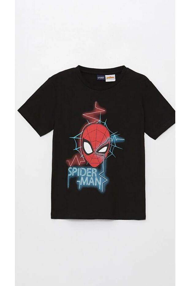 Crew Neck Spiderman Printed Short Sleeve Boys' T-Shirt